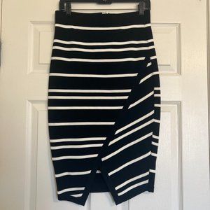 Ted Baker London "Petulia" High-Waist Asymmetrical Striped Midi Skirt